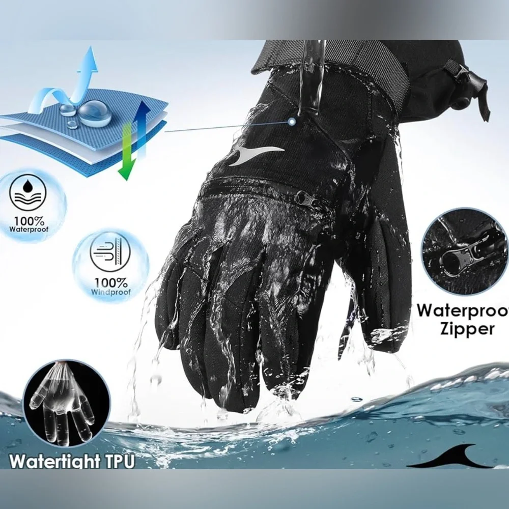 NWT Winter Cold Weather Gloves for Men & Women, Touchscreen Snow Mittens